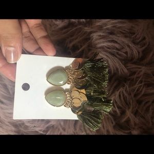 Green dangle earrings
